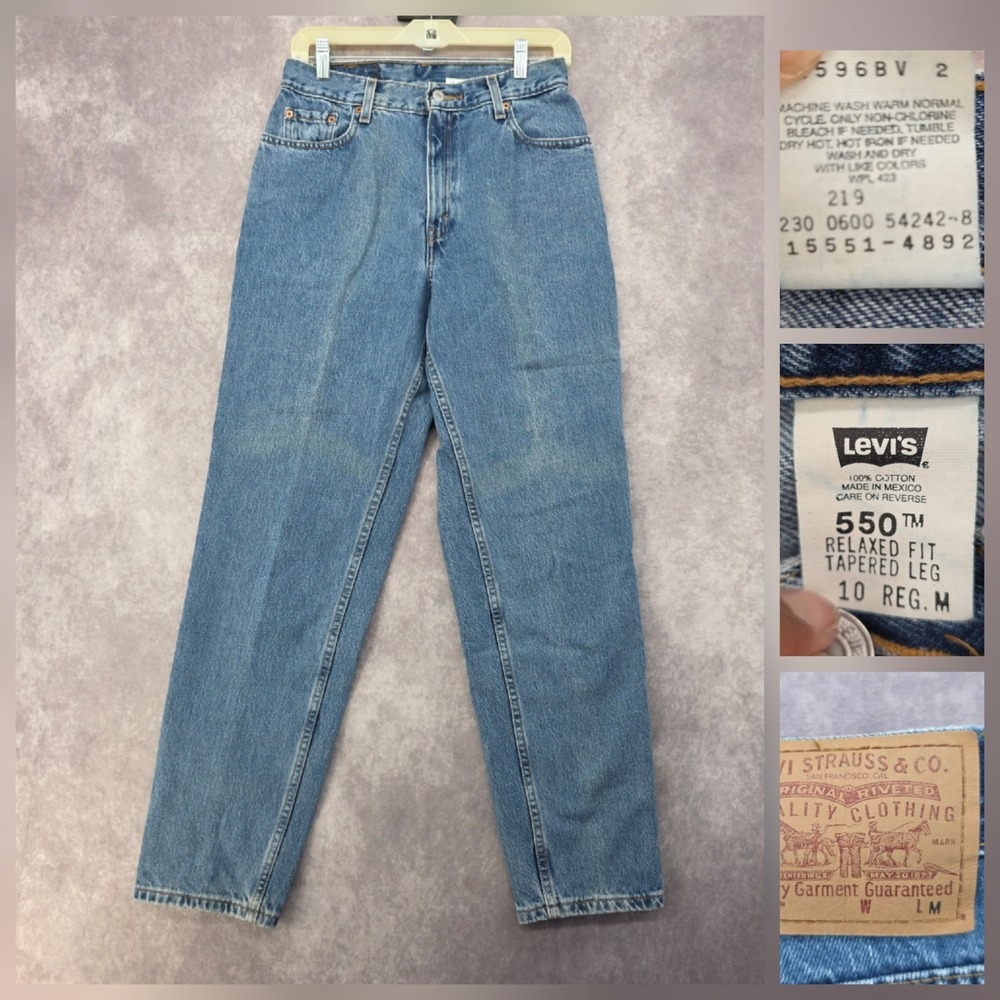 Vintage Levis 550 Jeans Womens Sz 10 Reg Medium Wash Relaxed Fit Tapered Leg Y2K